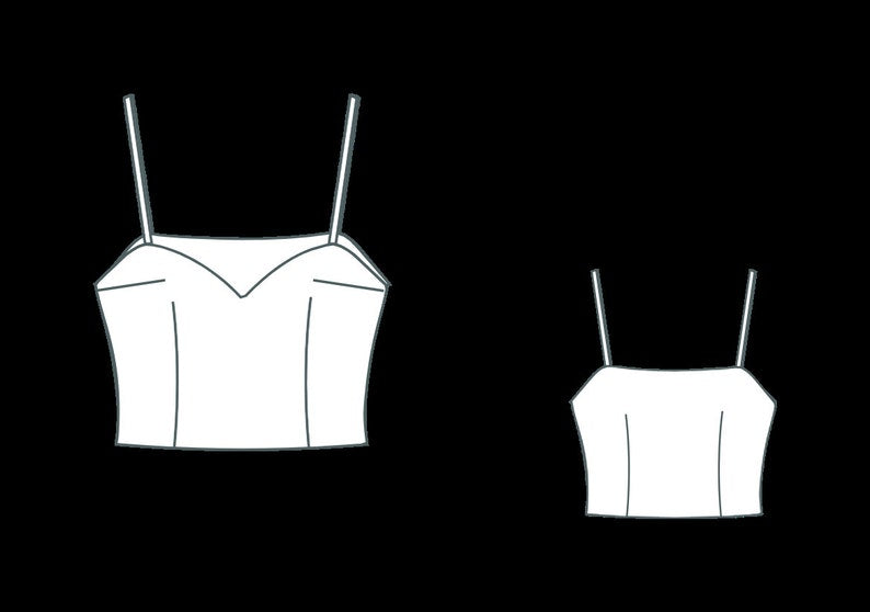Bustier Crop Top Sewing Pattern: Sweetheart Neckline, XS-4XL (A4/US Letter/A0) (PDF Pattern)