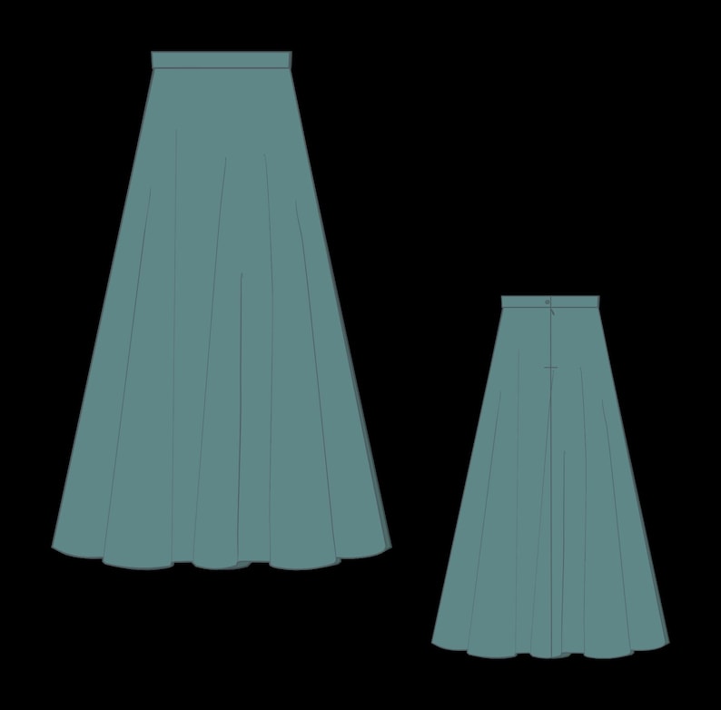 Renaissance Medieval Skirt Sewing Pattern, US 2-30 (Digital Download)
