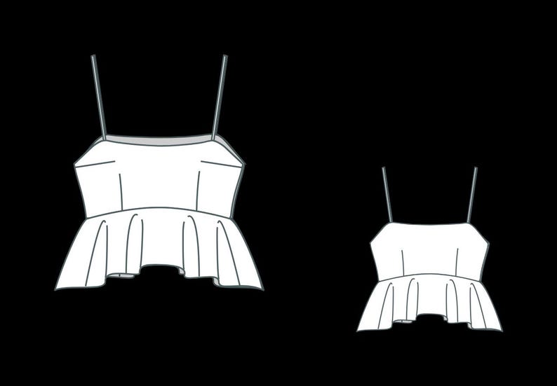 Linen Peplum Crop Top Sewing Pattern:Cottagecore Blouse (PDF Pattern, XS-4XL)