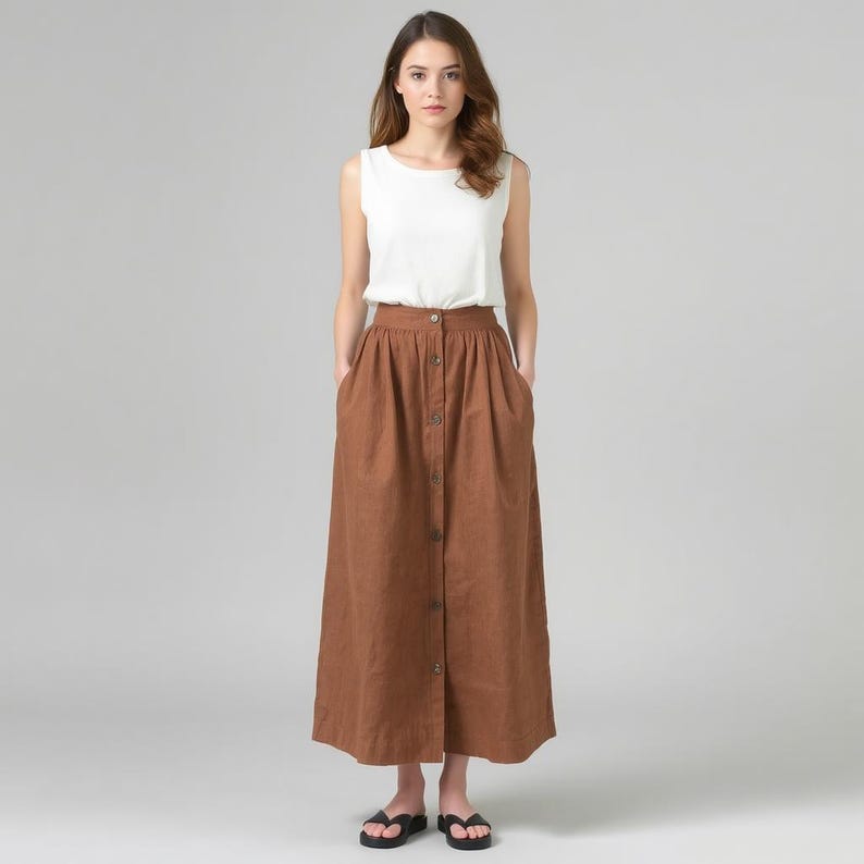Cottagecore Button Down Midi Skirt Sewing Pattern(US 2-30) (PDF)