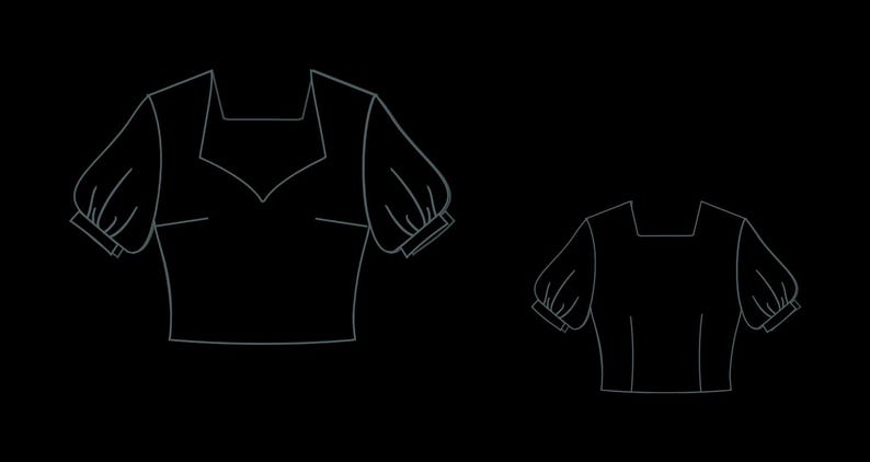 Bishop Sleeve Cottagecore Crop Top Sewing Pattern XS-4XL (PDF Pattern)