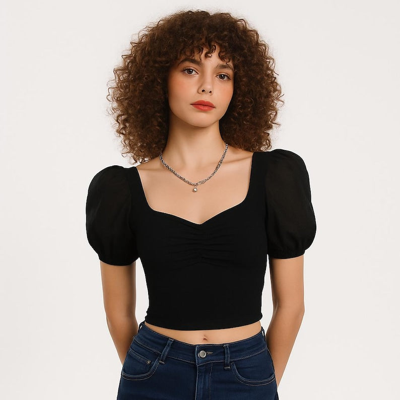 Bishop Sleeve Cottagecore Crop Top Sewing Pattern XS-4XL (PDF Pattern)
