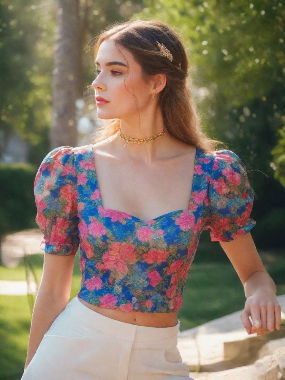 Milkmaid Crop Top Sewing Pattern, Short Sleeve Cottagecore Crop Top,Puff Sleeve Top,Fitted Crop Top Pattern, Crop Blouse Top,Coquette XS-4XL