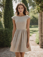Gathered Linen Mini Dress Sewing Pattern, Boat Neck (Digital Download)