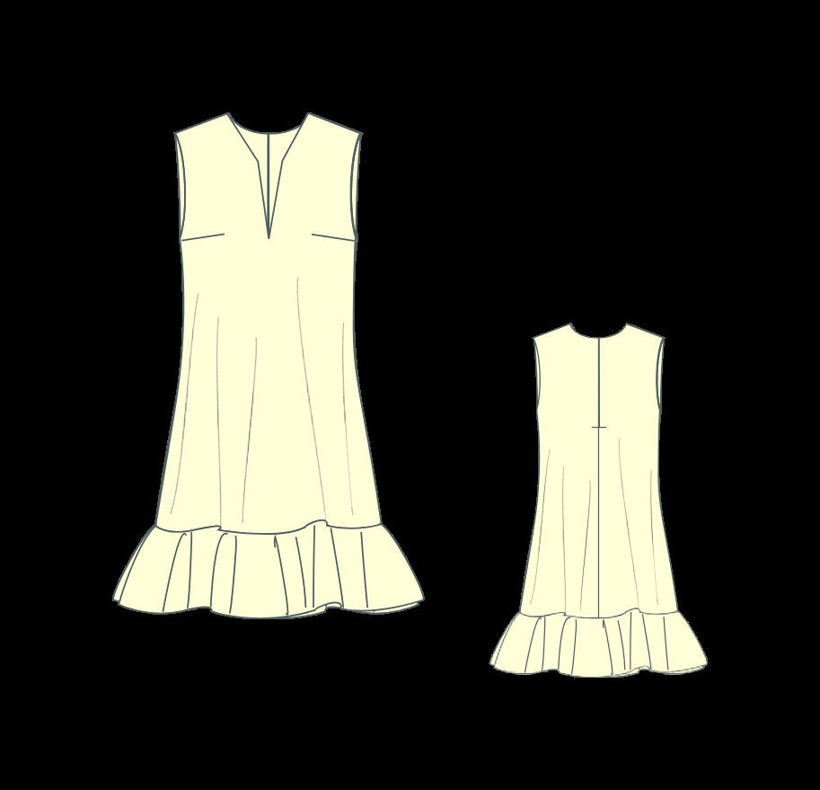 Shift Dress Sewing Pattern:Sleeveless Tent Dress (A4 A0 US)