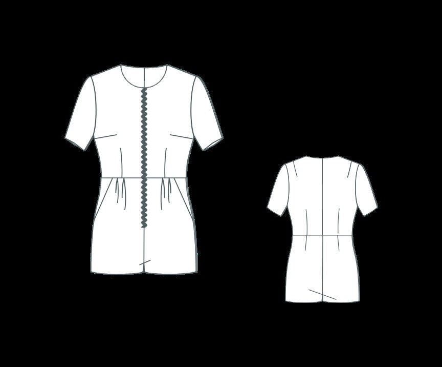 Playsuit Sewing Pattern: Mini Jumpsuit Romper - XS-4XL (Digital PDF A4/US Letter/A0)