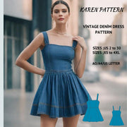 Women's Denim Mini Dress Sewing Pattern (US 2-30, XS-4XL) (A0-A4-US Letter)