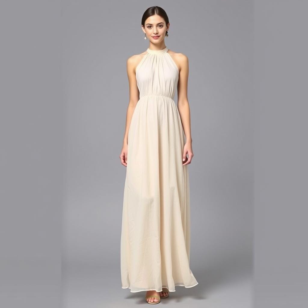 Halter Neck Maxi Dress Sewing Pattern: Tulle Chiffon Sundress (XS-4XL) (Digital Download)
