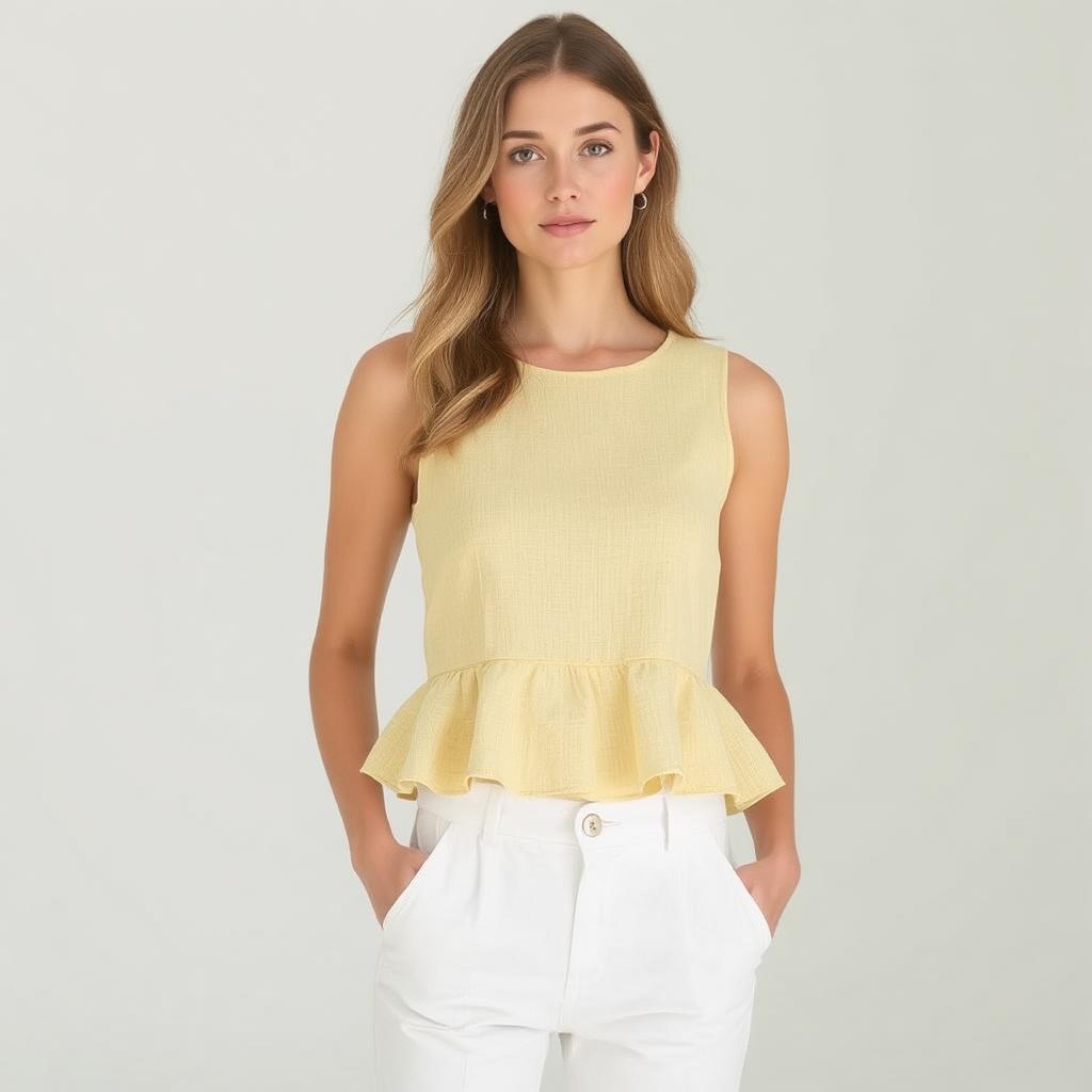 Peplum Ruffle Crop Top Sewing Pattern: Knitwear(XS-4XL) (PDF Pattern)