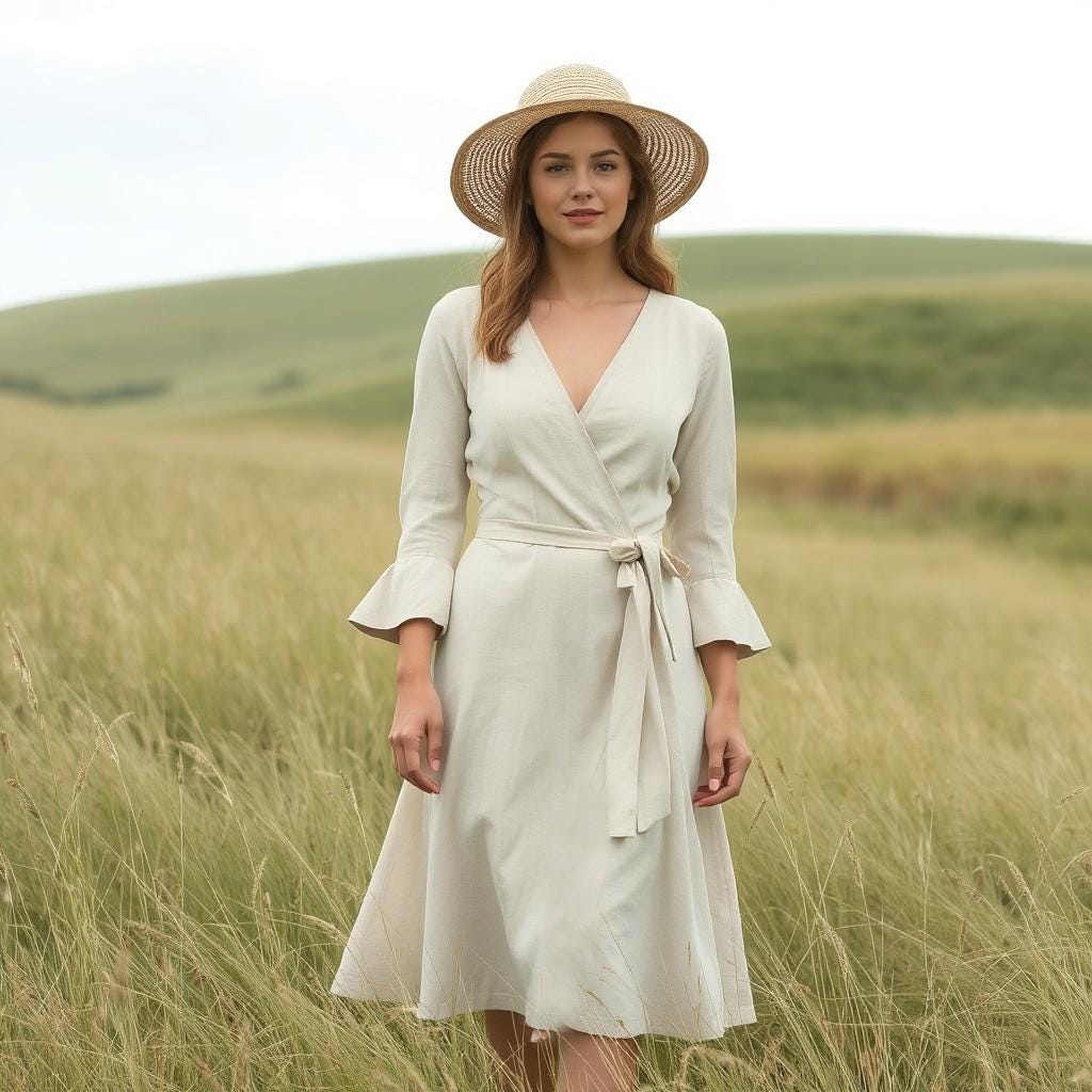 Linen Wrap Dress Sewing Pattern:Plus Size XS-4XL (PDF Pattern)