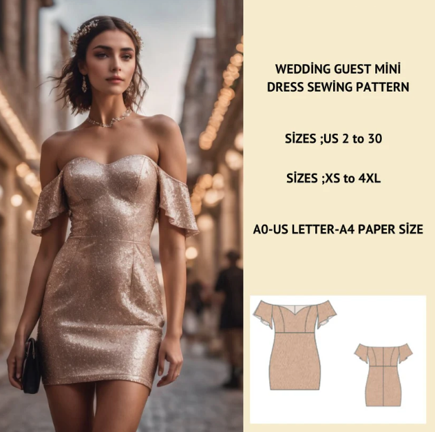 Mini Dress Sewing Pattern: Prom, Graduation,Summer Party (Digital Download)